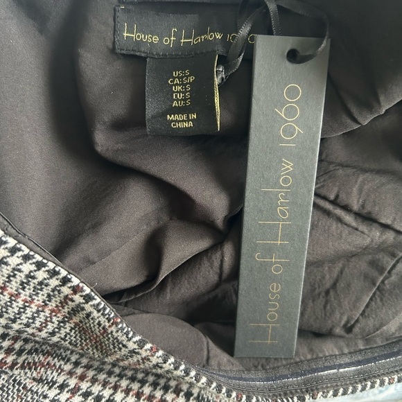 - HOUSE of Harlow Houndstooth Wool Blend Strapless Ruched Academia Sheath … - Picture 9 of 9